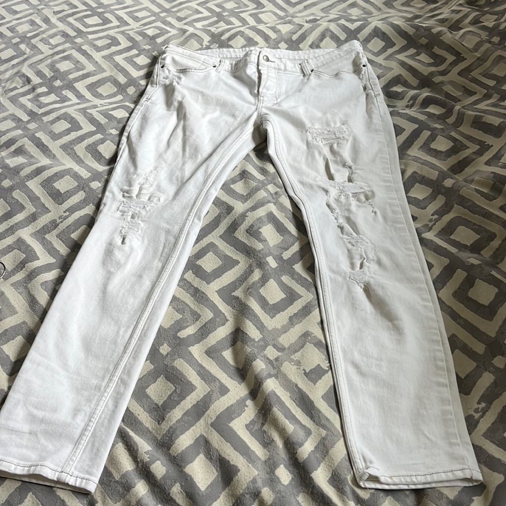 White Ksubi Distressed Jeans Womens 38" x 32" Turkey